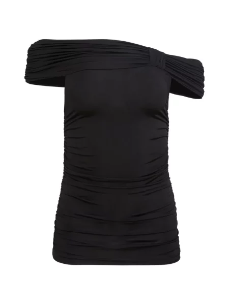 Bluzka Toccin z falbankami z odkrytymi ramionami czarna