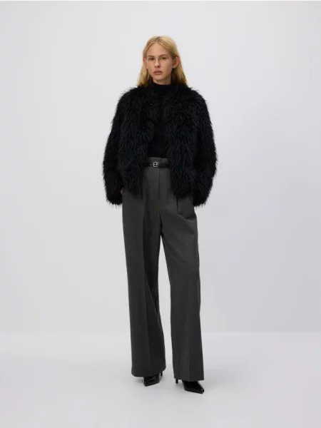 Reserved Штани з ременем темно-сірий сірі