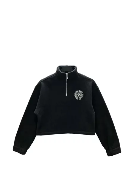 Hanorac din fleece Chrome Hearts din fleece cu motiv cu inimi negru