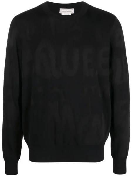 Pulover Alexander Mcqueen cu imagine cu decolteu rotund negru
