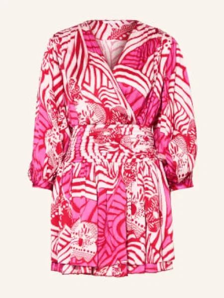 Poupette St Barth Sukienka Plażowa Colleen pink biała