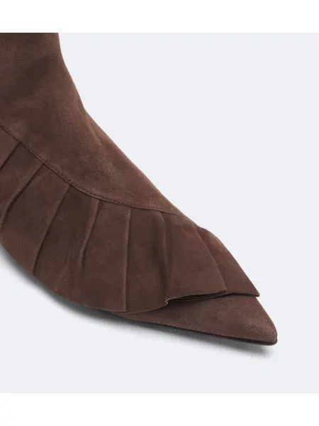 Semišové členkové čižmy Jw Anderson s volánmi hnedá