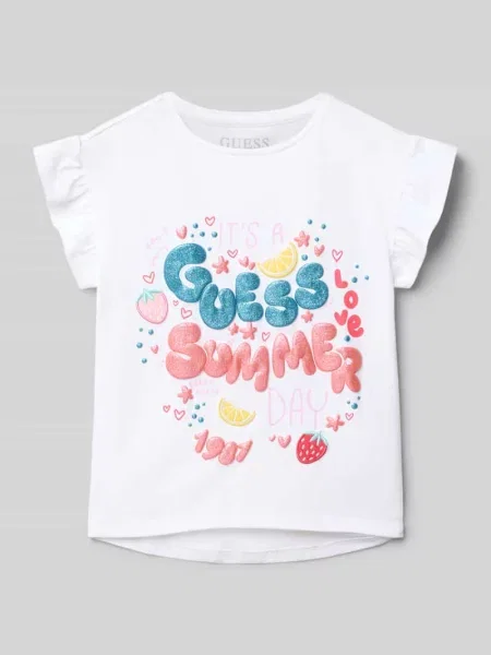 Damski t-shirt o kroju regular fit z nadrukiem z napisem Guess biała