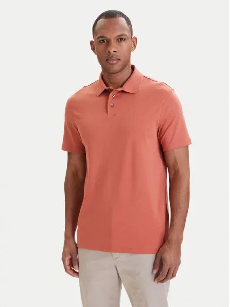 Tricou polo Calvin Klein portocaliu