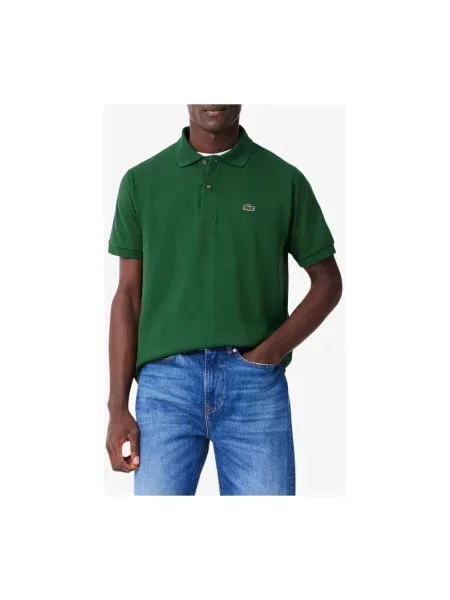 Lniana koszulka polo Lacoste z logo w miejskim stylu zielona