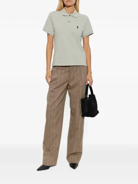 Tricou polo Ami Paris gri