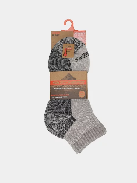 Skechers FULL TERRY WOOL HIG Набір шкарпеток Сірий/чорний Вовна/акрил чорні
