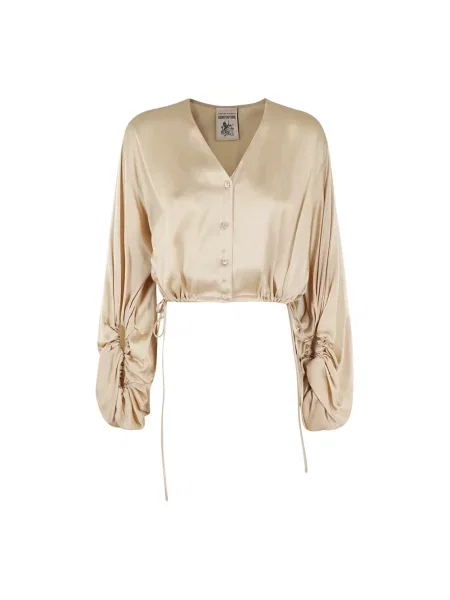 Bluzka Semicouture w kwiatki elegancka brązowa