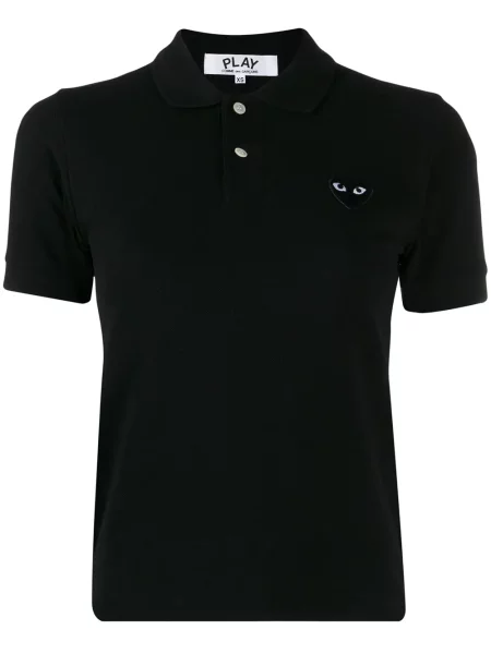 Polo Comme Des Garcons Play cu broderie cu motiv cu inimi negru