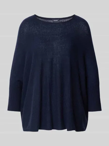 Sweter z dzianiny z kaszmiru z rękawem o dł. Joop! granatowy