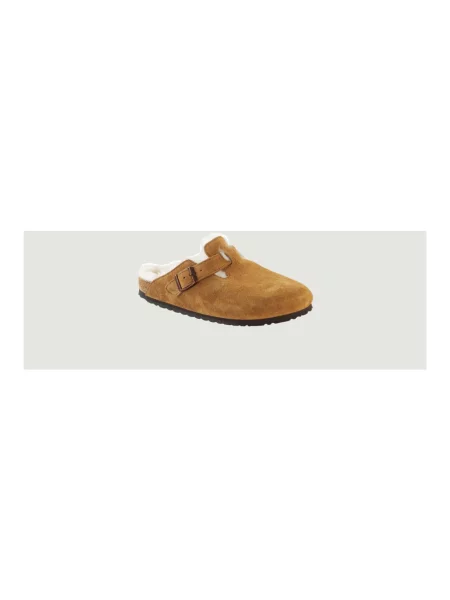 Klapki Birkenstock zamszowe brązowe