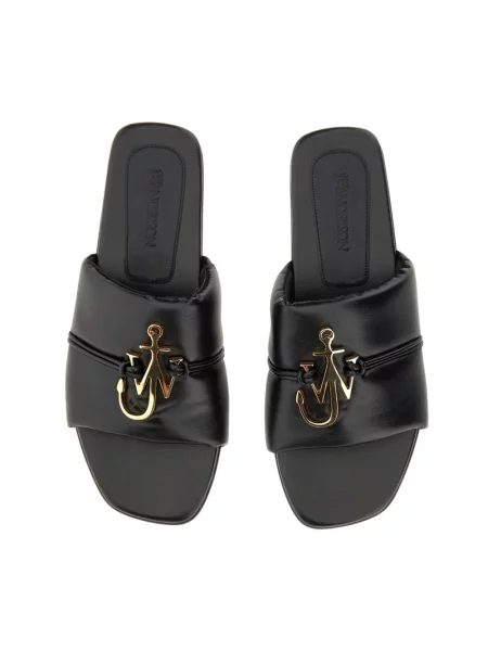 Klapki Jw Anderson skórzane z logo czarne