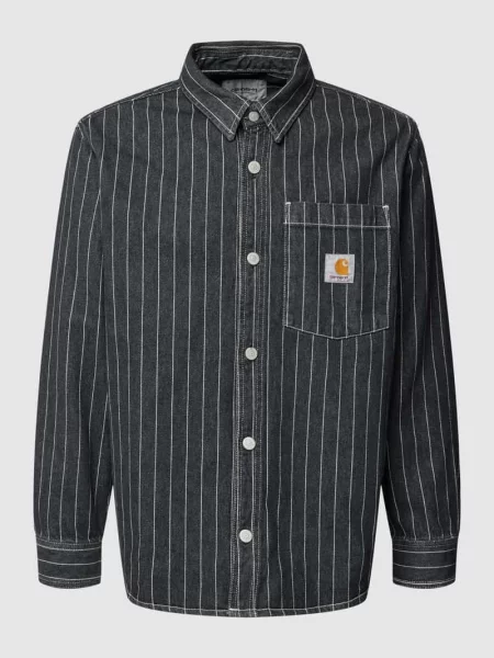 Koszula casualowa o kroju regular fit ze wzorem w paski model ‘ORLEAN’ Carhartt Work In Progress czarna