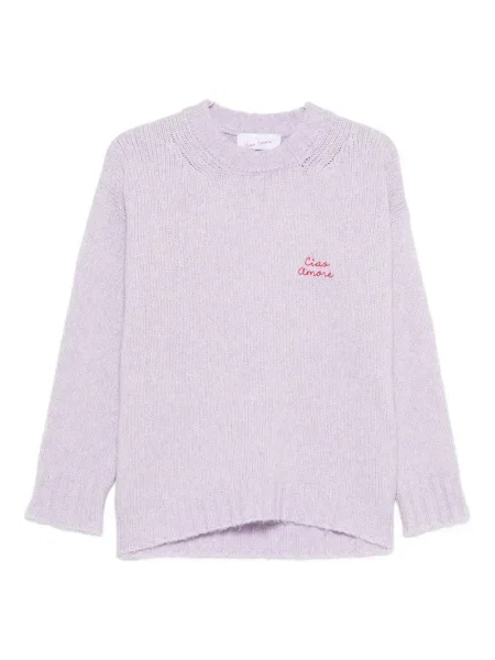 Pulover Giada Benincasa cu decolteu rotund violet