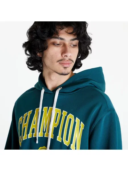 Суичър с качулка Champion с качулка с принт зелено