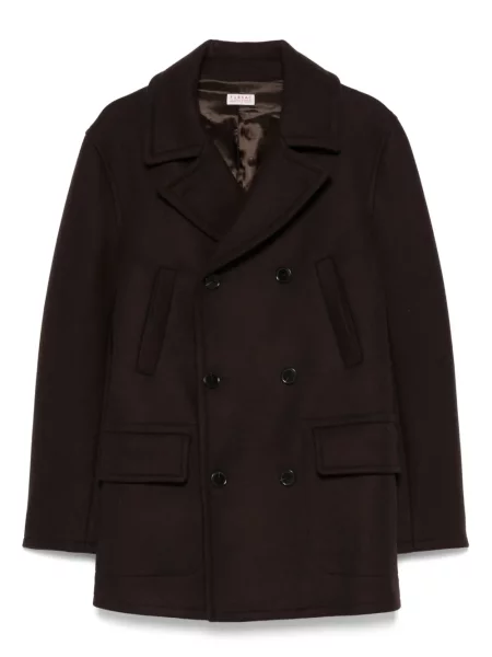 Palton Fursac din țesătură twill maro