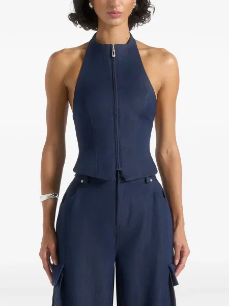 Top Manière De Voir cu gât halter albastru