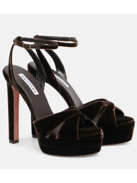 Sandale Aquazzura de catifea cu platformă maro