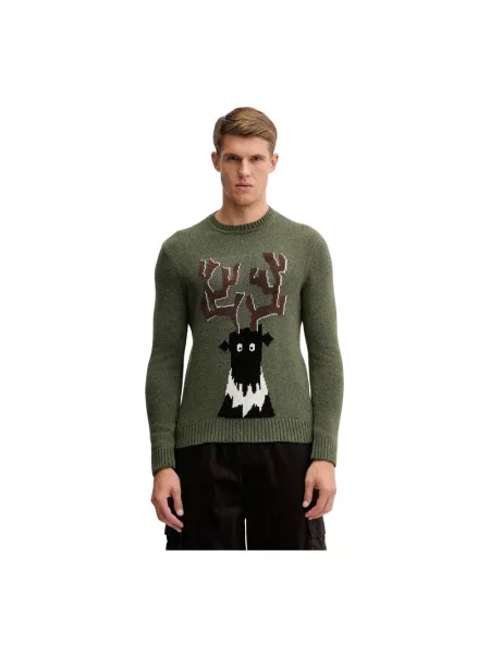 Dzianinowy sweter Emporio Armani Ea7 zielony