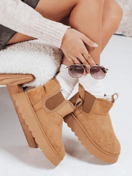 Čizme za snijeg Dstreet od brušene kože bijela