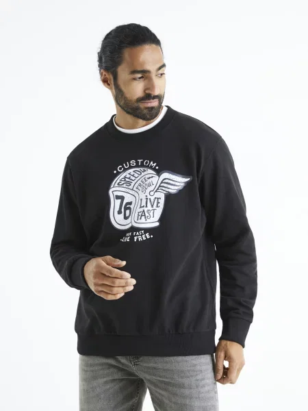 Pulover Celio cu glugă alb