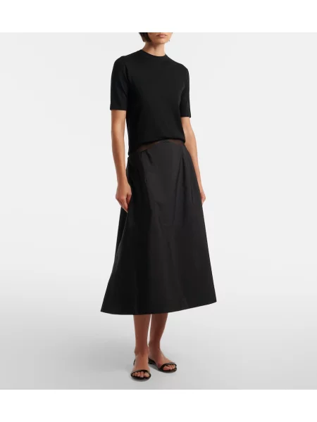 Fustă midi The Row din poplin negru