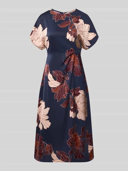 Sukienka midi z satyny Christian Berg Woman Selection granatowa