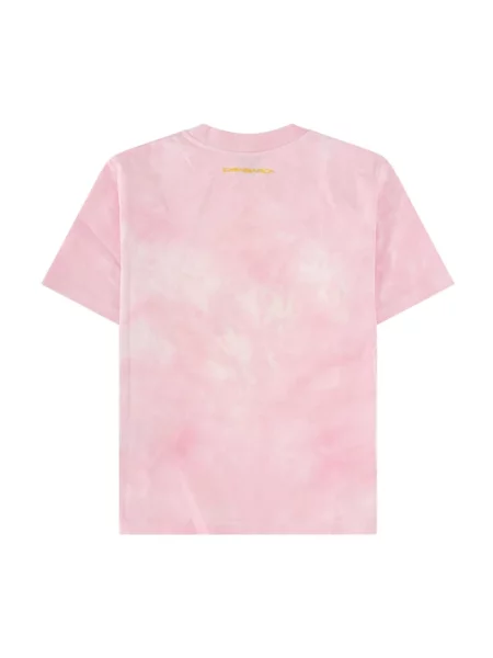 Tie dye koszulka Casablanca z krótkim rękawem wiązana różowa