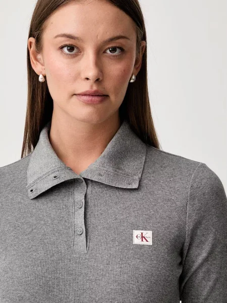 Calvin Klein Jeans блуза с дълги ръкави дамска от с сиво