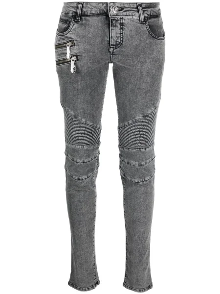 Kolarstwo jeansy skinny Philipp Plein z niską talią szare