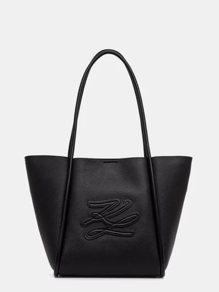 Karl Lagerfeld torebka shopper skórzana K/AUTOGRAPH czarna