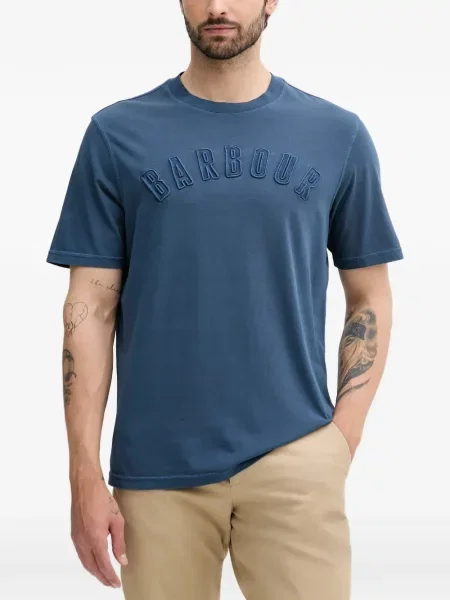 Tricou Barbour cu broderie albastru