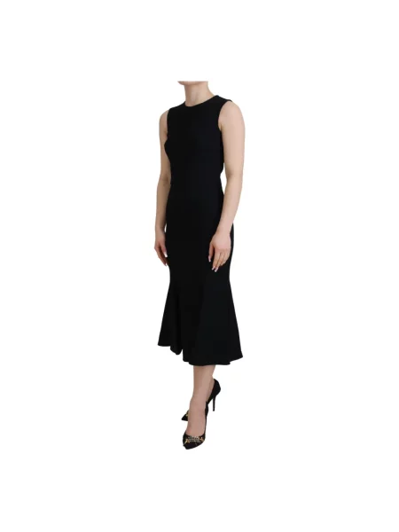 Sukienka midi Dolce And Gabbana dzwony bez rękawów czarna