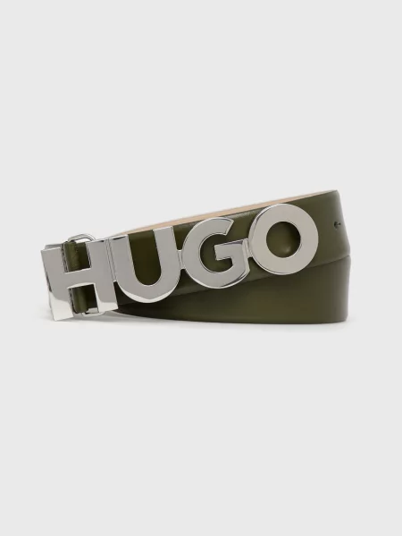 Шкіряний ремінь HUGO зелений
