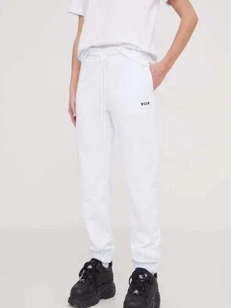 MSGM pantaloni de trening din neted alb