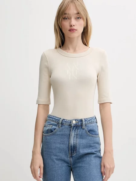 Kratka majica Calvin Klein Jeans bež