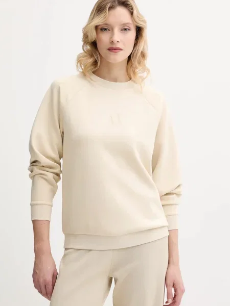 Armani Exchange bluză cu imprimeu bej