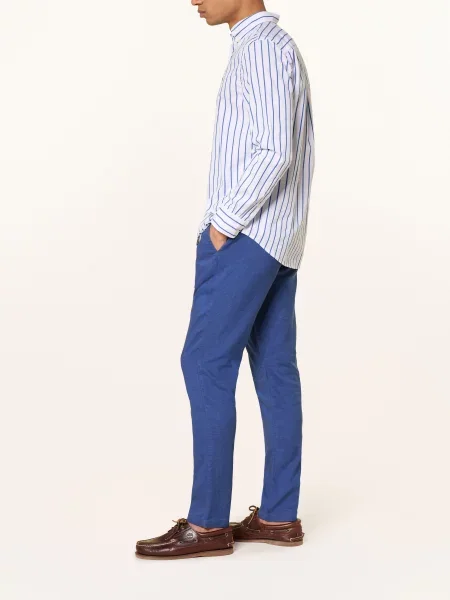 Tommy Hilfiger Lněné Kalhoty Harlem Regular Tapered Fit modrá