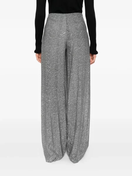 Pantaloni Ermanno Scervino cu paiete cu model herringbone negru