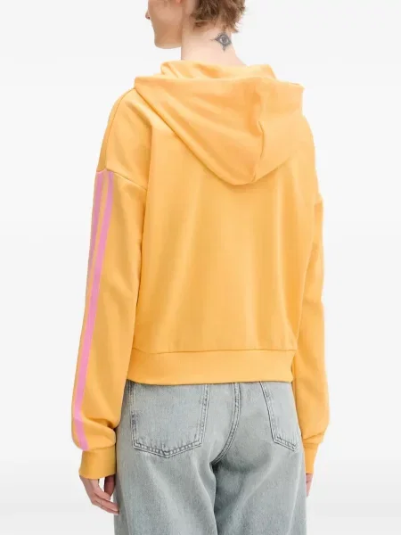 Hanorac cu glugă Adidas cu dungi cu broderie cu cordon negru