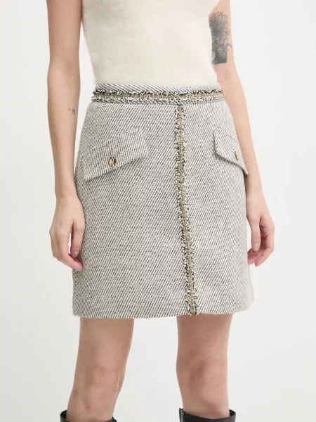 Bruuns Bazaar spódnica z domieszką wełny mini prosta szary