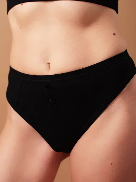 Трусы бразилиана с высокой посадкой чорні