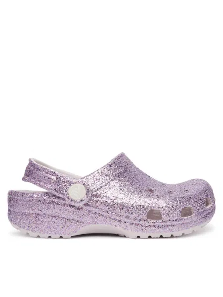 Natikači Crocs Classic Chunky Glitter Clog K vijolična