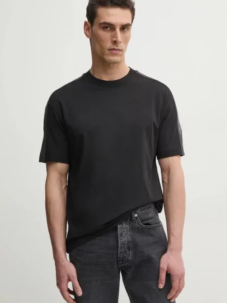 Тениска Calvin Klein Jeans с изчистен дизайн черно