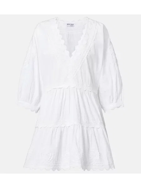 Rochie Juliet Dunn cu broderie din poplin alb