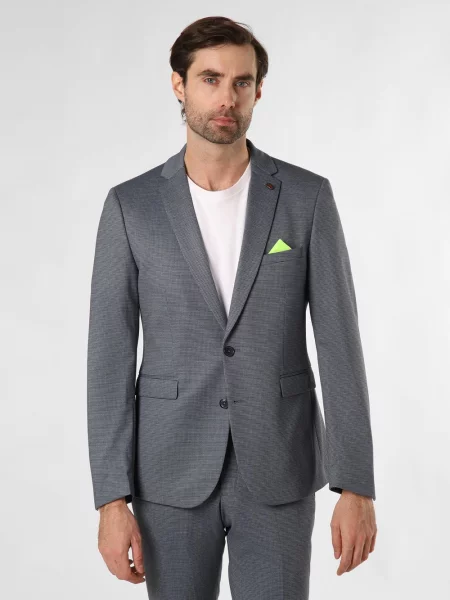 Finshley & Harding London kurtka modułowa Brixdon Mężczyźni Slim Fit wzorzysty 46 niebieski