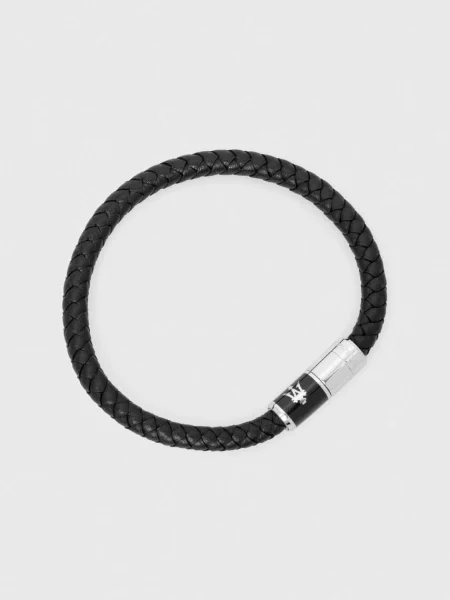 Usnjena zapestnica Maserati črna