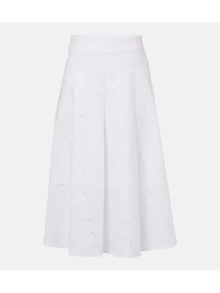 Fustă midi Dorothee Schumacher cu broderie până la genunchi alb