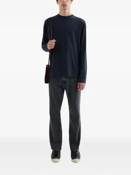 Lung tricou Jil Sander cu broderie negru