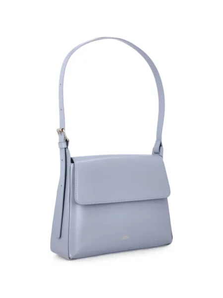 Geantă shopper A.p.c. din piele cu imagine albastru
